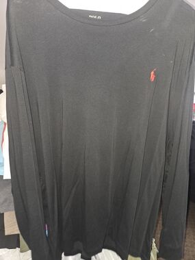 Ralph Lauren Black Crewneck Tee with Yellow Logo Label